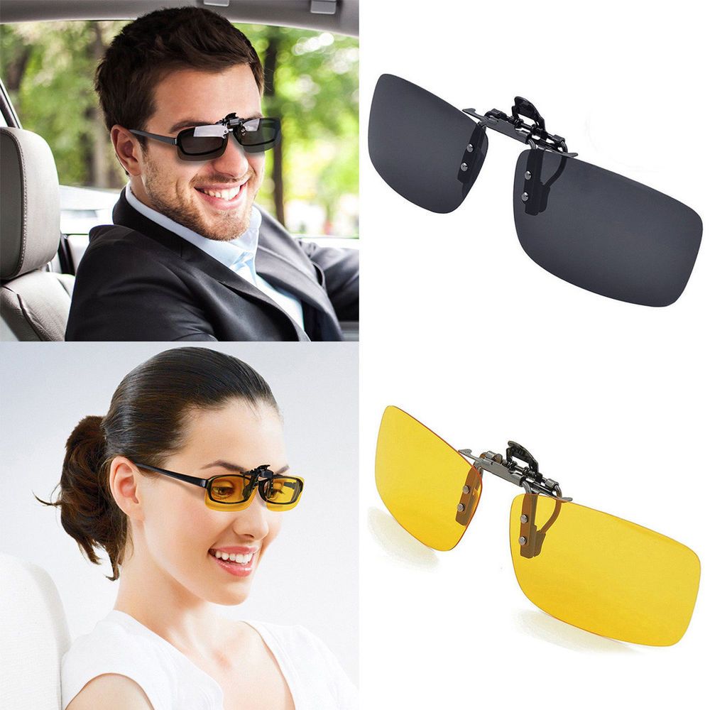 Unisex Sunglasses Clip On Flip Up Driving Glasses Sun Holiday Mens WomenHOT