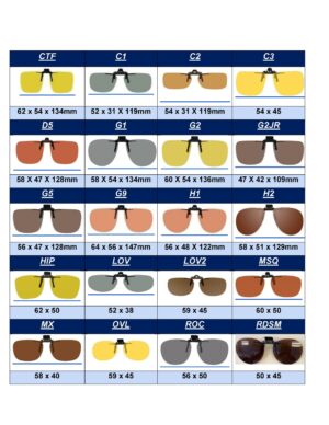  Polarized Clip on Flip up Sizing Chart