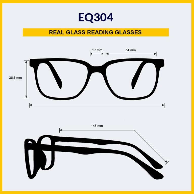 Real Glass Reading Glasses, EQ304 Clear Glass Reading Lens